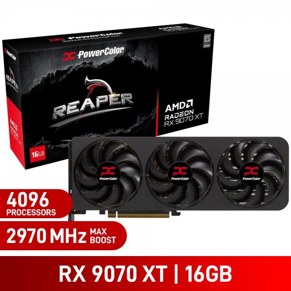 PowerColor REAPER Radeon RX 9070 XT 16GB GDDR6 Graphics Card, 16GB