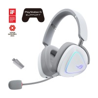 ASUS ROG DELTA II Stereo Multi-Platform Wireless Gaming Headset with RGB Lighting, Wired & Wireless — White