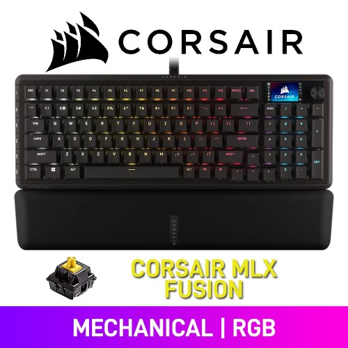 Corsair VANGUARD 96 RGB 96% Mechanical Gaming Keyboard with Hot-Swappable Switches & LCD Display, Black — Corsair MLX Fusion