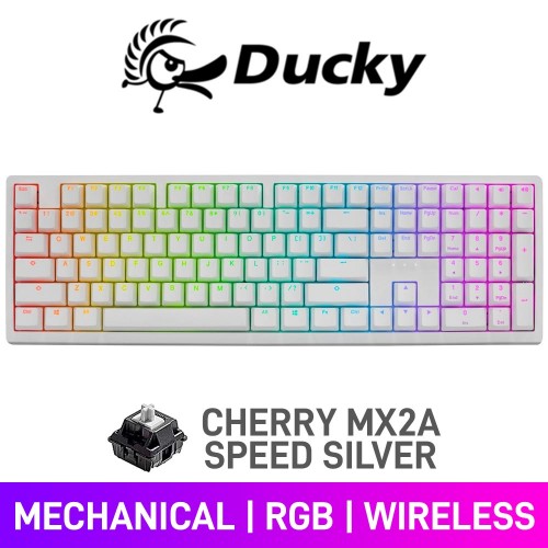 Ducky ZERO 6108 PURE WHITE Wireless RGB Mechanical Gaming Keyboard — Cherry MX2A Speed Silver Ducky ZERO 6108 PURE WHITE Wireless RGB Mechanical Gaming Keyboard — Cherry MX2A Speed Silver