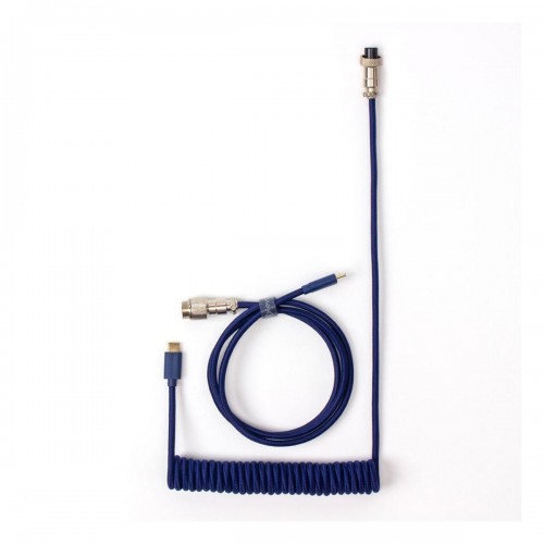 Keychron Coiled Aviator Keyboard Cable, Straight, Type-C to Type-A or Type-C — Blue