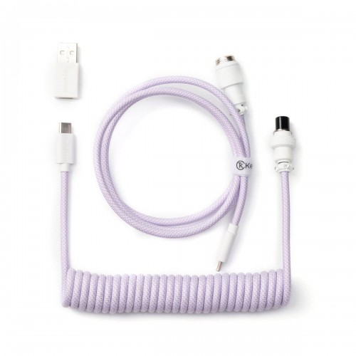 Keychron Coiled Aviator Keyboard Cable, Straight, Type-C to Type-A or Type-C — Light Purple