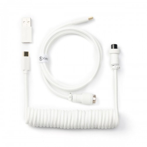 Keychron Coiled Aviator Keyboard Cable, Straight, Type-C to Type-A or Type-C — White Keychron Coiled Aviator Keyboard Cable, Straight, Type-C to Type-A or Type-C — White