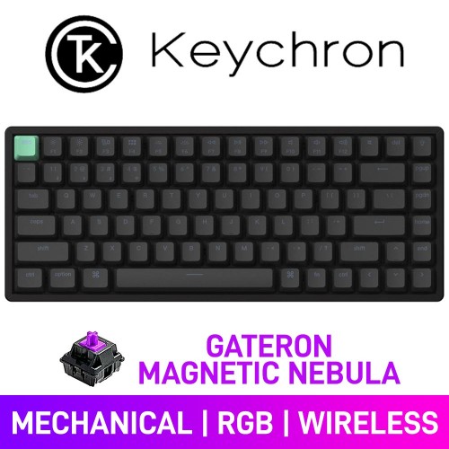 Keychron K2 HE RGB Custom 75% TKL Mechanical Gaming Keyboard with Hot-Swappable Switches, Black — Gateron Magnetic Nebula