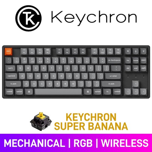 Keychron K8 MAX QMK RGB Custom Wireless 80% TKL Mechanical Gaming Keyboard with Hot-Swappable Switches, Black — Keychron Super Banana Keychron K8 MAX QMK RGB Custom Wireless 80% TKL Mechanical Gaming Keyboard with Hot-Swappable Switches, Black — Keychron Super Banana