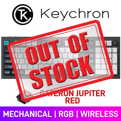 Keychron Q5 MAX QMK/VIA RGB Custom 75% TKL Machined Aluminium Mechanical Gaming Keyboard with Hot-Swappable Switches, Black — Gateron Jupiter Red
