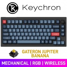 Keychron V1 MAX QMK/VIA RGB Custom Wireless 75% TKL Mechanical Gaming Keyboard with Hot-Swappable Switches, Black — Gateron Jupiter Banana Keychron V1 MAX QMK/VIA RGB Custom Wireless 75% TKL Mechanical Gaming Keyboard with Hot-Swappable Switches, Black — Gateron Jupiter Banana