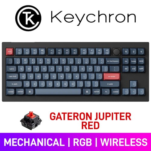 Keychron V3 MAX QMK/VIA Knob Wireless RGB Mechanical 80% TKL Gaming Keyboard with Hot-Swappable Switches — Gateron Jupiter Red