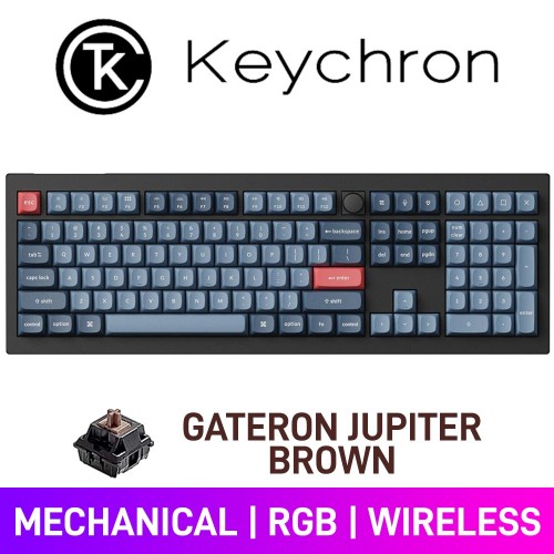 Keychron V6 MAX QMK/VIA Knob Wireless RGB Mechanical Gaming Keyboard with Hot-Swappable Switches — Gateron Jupiter Brown