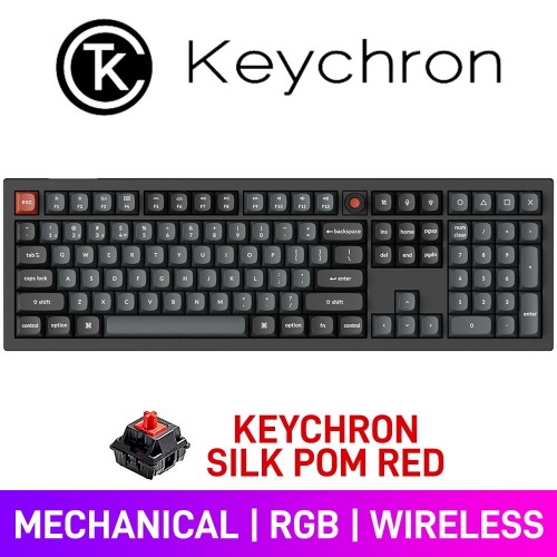 Keychron V6 ULTRA ZMK Knob Wireless RGB Mechanical Gaming Keyboard with Hot-Swappable Switches — Keychron Silk POM Red
