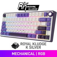 Royal Kludge R75 QMK/VIA Knob RGB Mechanical 75% TKL Gaming Keyboard with Hot-Swappable Switches, Blueberry Mousse — Royal Kludge K Silver Royal Kludge R75 QMK/VIA Knob RGB Mechanical 75% TKL Gaming Keyboard with Hot-Swappable Switches, Blueberry Mousse — Royal Kludge K Silver