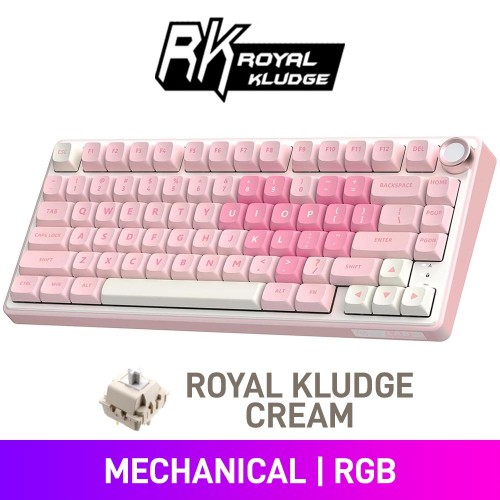 Royal Kludge R75 QMK/VIA Knob RGB Mechanical 75% TKL Gaming Keyboard with Hot-Swappable Switches, Pink Melody — Royal Kludge Cream