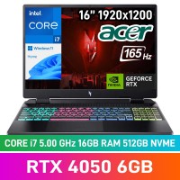 Acer NITRO 16 AN16-51-78P1 Laptop — Core i7-13700H / 16" WUXGA 165Hz IPS / 16GB DDR5 RAM / GeForce RTX 4050 6GB / 512GB Gen4 NVMe / Windows 11 Home / Obsidian Black