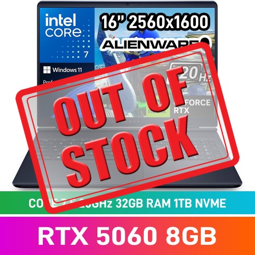 Alienware 16 AURORA AC16250_RPLH-R_010 Laptop — Core 7 240H / 16" WQXGA 120Hz / 32GB DDR5 RAM / GeForce RTX 5060 8GB / 1TB Gen4 NVMe SSD / Windows 11 Pro / Interstellar Indigo