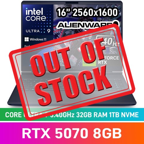 Alienware 16X AURORA AC16251C9321W11P Laptop — Intel Core Ultra 9 275HX / 16" WQXGA 240Hz / 32GB DDR5 RAM / GeForce RTX 5070 8GB / 1TB Gen4 NVMe SSD / Windows 11 Pro / Interstellar Indigo