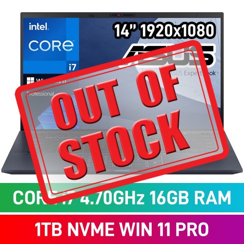 ASUS ExpertBook B9 B9400CBA-I71610B0X Laptop — Core i7-1255U / 14" FHD / 16GB DDR5 RAM / 1TB Gen4 NVMe SSD / Windows 11 Pro / Star Black