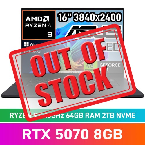 ASUS ProArt P16 H7606WP-O96420B0X Laptop — Ryzen AI 9 HX 370 / 16" WQUXGA OLED Touchscreen / 64GB DDR5 RAM / GeForce RTX 5070 8GB / 2TB Gen4 NVMe / Windows 11 Pro / Nano Black