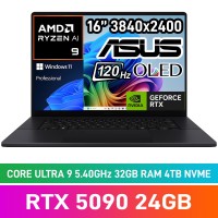 ASUS ProArt P16 H7606WX-O96440B0X Laptop — Ryzen AI 9 HX 370 / 16" WQUXGA OLED Touchscreen / 64GB DDR5 RAM / GeForce RTX 5090 24GB / 4TB (2 x 2TB) Gen4 NVMe / Windows 11 Pro / Nano Black ASUS ProArt P16 H7606WX-O96440B0X Laptop — Ryzen AI 9 HX 370 / 16" WQUXGA OLED Touchscreen / 64GB DDR5 RAM / GeForce RTX 5090 24GB / 4TB (2 x 2TB) Gen4 NVMe / Windows 11 Pro / Nano Black