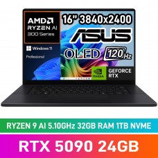 ASUS ProArt P16 H7606WX-O93210B0X Laptop — AMD Ryzen AI 9 HX 370 / 16" WQUXGA OLED Touchscreen / 32GB DDR5 RAM / GeForce RTX 5090 24GB / 1TB Gen4 NVMe / Windows 11 Pro / Nano Black