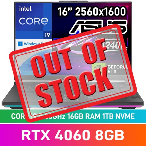 ASUS ROG STRIX G16 (2024) G614JVR-I91610G0W Laptop — Core i9-14900HX / 16" WQXGA 240Hz G-SYNC HDR / 16GB DDR5 RAM / GeForce RTX 4060 8GB / 1TB Gen4 NVMe / Windows 11 Home / Eclipse Grey