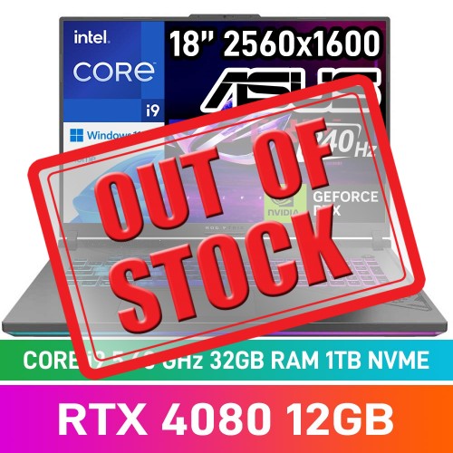 ASUS ROG STRIX G18 (2023) G814JZ-I93210G0W Laptop — Core i9-13980HX / 18" WQXGA 240Hz G-SYNC HDR / 32GB DDR5 RAM / GeForce RTX 4080 12GB / 1TB Gen4 NVMe / Windows 11 Home / Eclipse Grey