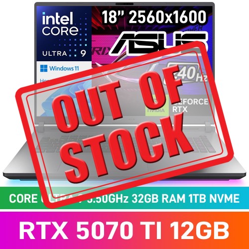 ASUS ROG STRIX G18 (2025) G815LR-U93210G0W Laptop — Intel Core Ultra 9 275HX / 18" WQXGA 240Hz / 32GB DDR5 RAM / GeForce RTX 5070 Ti 12GB / 1TB Gen4 NVMe / Windows 11 Home / Eclipse Grey ASUS ROG STRIX G18 (2025) G815LR-U93210G0W Laptop — Intel Core Ultra 9 275HX / 18" WQXGA 240Hz / 32GB DDR5 RAM / GeForce RTX 5070 Ti 12GB / 1TB Gen4 NVMe / Windows 11 Home / Eclipse Grey