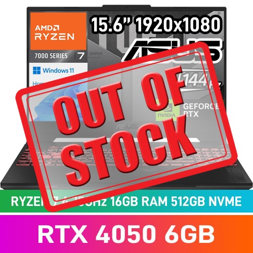 ASUS TUF GAMING A15 (2023) FA507NU-716512G0W Laptop — Ryzen 7 7735HS / 15.6" FHD 144Hz / 16GB DDR5 RAM / GeForce RTX 4050 6GB / 512GB Gen4 NVMe SSD / Windows 11 Home / Jaegar Grey