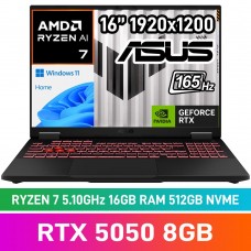 ASUS TUF GAMING A16 (2025) FA608UH-716512G0W Laptop — Ryzen 7 260 / 16" WUXGA 165Hz / 16GB DDR5 RAM / GeForce RTX 5050 8GB / 512GB Gen4 NVMe / Windows 11 Home / Jaeger Grey