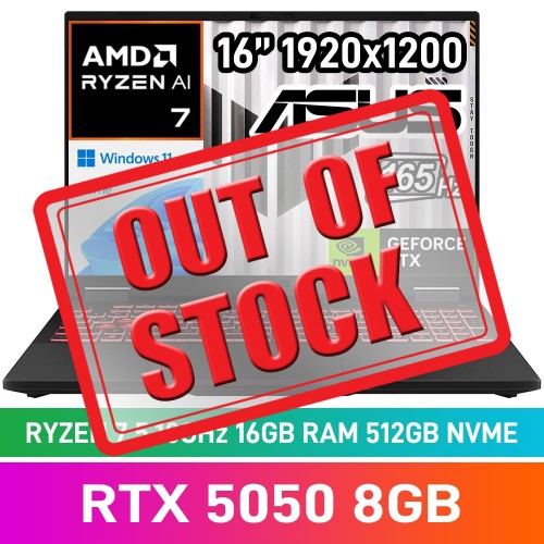 ASUS TUF GAMING A16 (2025) FA608UH-716512G0W Laptop — AMD Ryzen 7 260 / 16" WUXGA 165Hz / 16GB DDR5 RAM / GeForce RTX 5050 8GB / 512GB Gen4 NVMe / Windows 11 Home / Jaeger Grey ASUS TUF GAMING A16 (2025) FA608UH-716512G0W Laptop — AMD Ryzen 7 260 / 16" WUXGA 165Hz / 16GB DDR5 RAM / GeForce RTX 5050 8GB / 512GB Gen4 NVMe / Windows 11 Home / Jaeger Grey