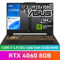 ASUS TUF GAMING F17 FX707ZV4-I716512G0W Laptop — Core i7-12700H / 17.3" FHD 144Hz G-SYNC / 16GB DDR4 RAM / GeForce RTX 4060 8GB / 512GB Gen4 NVMe SSD / Windows 11 Home / Mecha Grey