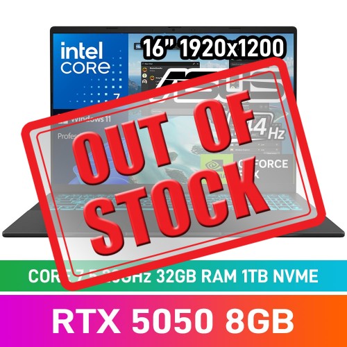 ASUS V16 V3607 V3607VH-I73210B0X Laptop — Core 7 240H / 16" WUXGA 144Hz / 32GB DDR5 RAM / GeForce RTX 5050 8GB / 1TB Gen4 NVMe / Windows 11 Pro / Black