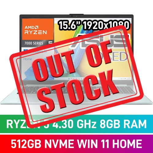 ASUS VivoBook Go E1504FA E1504FA-O58512GR0W Laptop — Ryzen 5 7520U / 15.6" FHD OLED / 8GB DDR5 RAM / 512GB NVMe SSD / Windows 11 Home / Green Grey