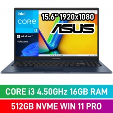 ASUS VivoBook 15 X1504 X1504VA-I316512BL0X Laptop — Intel Core i3-1315U / 15.6" FHD / 16GB DDR4 RAM / 512GB NVMe SSD / Windows 11 Pro / Quiet Blue