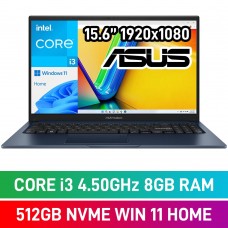 ASUS VivoBook 15 X1504 X1504VA-I38512BL0W Laptop — Intel Core i3-1315U / 15.6" FHD / 8GB DDR4 RAM / 512GB NVMe SSD / Windows 11 Home / Quiet Blue