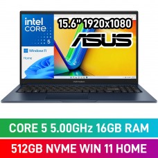 ASUS VivoBook 15 X1504 X1504VAP-I516512BL3W Laptop — Intel Core 5 120U / 15.6" FHD / 16GB DDR4 RAM / 512GB NVMe SSD / Windows 11 Home / Quiet Blue