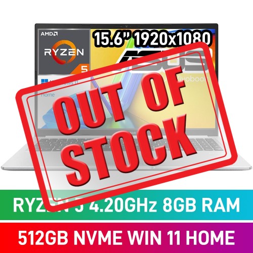 ASUS VivoBook 15 M1502QA-58512S0W Laptop — Ryzen 5 5600H / 15.6" FHD / 8GB DDR4 RAM / 512GB NVMe SSD / Windows 11 Home / Cool Silver