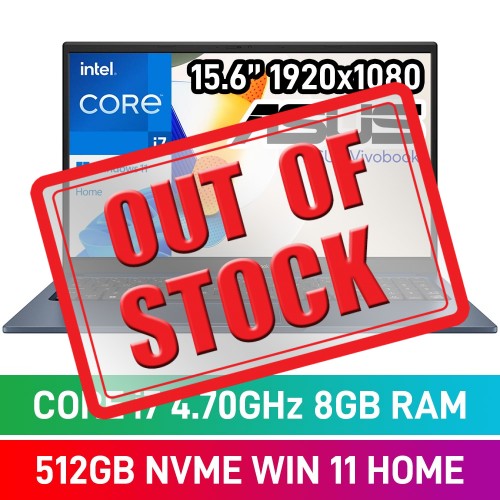 ASUS VivoBook 15 X1504ZA-I78512BL0W Laptop — Intel Core i7-1255U / 15.6" FHD / 8GB DDR4 RAM / 512GB Gen4 NVMe SSD / Windows 11 Home / Quiet Blue