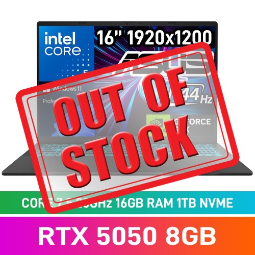 ASUS VIVOBOOK V16 V3607VH-I71610B0X Laptop — Intel Core 7 240H / 16" WUXGA 144Hz / 16GB DDR5 RAM / GeForce RTX 5050 8GB / 1TB Gen4 NVMe / Windows 11 Pro / Black ASUS VIVOBOOK V16 V3607VH-I71610B0X Laptop — Intel Core 7 240H / 16" WUXGA 144Hz / 16GB DDR5 RAM / GeForce RTX 5050 8GB / 1TB Gen4 NVMe / Windows 11 Pro / Black