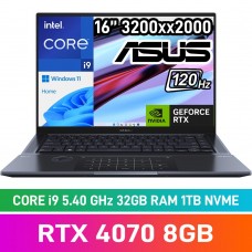 ASUS ZenBook Pro 16X OLED UX7602VI-OI93210B0W Laptop — Core i9-13900H / 16" QHD+ 120Hz Touch OLED HDR / 32GB DDR5 RAM / GeForce RTX 4070 8GB / 1TB Gen4 NVMe SSD / Windows 11 Home / Tech Black