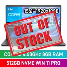 Dell 15 DC15250_RPLU_020_P Laptop — Intel Core i3-1305U / 15.6" FHD / 8GB DDR4 RAM / 512GB NVMe SSD / Windows 11 Pro / Carbon Black