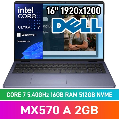 Dell 16 DC16251_RPLU-R_002 Laptop — Intel Core 7 150U / 16" WUXGA / 16GB DDR5 RAM / GeForce MX570 A 2GB / 1TB NVMe SSD / Windows 11 Pro / Midnight Blue