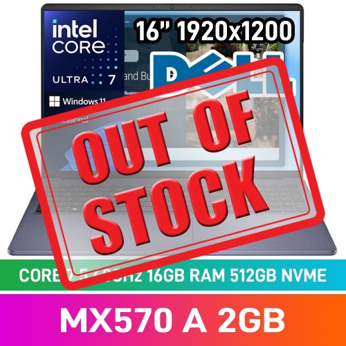 Dell 16 DC16251_RPLU-R_002 Laptop — Intel Core 7 150U / 16" WUXGA / 16GB DDR5 RAM / GeForce MX570 A 2GB / 1TB NVMe SSD / Windows 11 Pro / Midnight Blue Dell 16 DC16251_RPLU-R_002 Laptop — Intel Core 7 150U / 16" WUXGA / 16GB DDR5 RAM / GeForce MX570 A 2GB / 1TB NVMe SSD / Windows 11 Pro / Midnight Blue