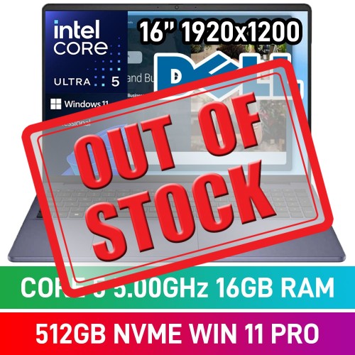 Dell 16 DC16251_RPLU-R_004 Laptop — Intel Core 5 120U / 16" WUXGA / 16GB DDR5 RAM / 512GB NVMe SSD / Windows 11 Pro / Midnight Blue
