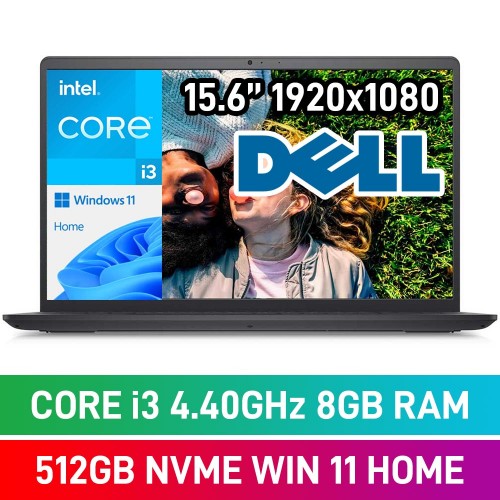 Dell Inspiron 15 3520 IS3520-I31215U-8512 Laptop — Core i3-1215U / 15.6" FHD / 8GB DDR4 RAM / 512GB NVMe SSD / Windows 11 Home / Carbon Black