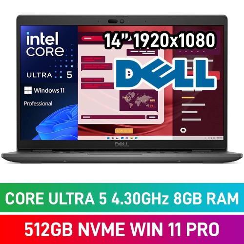 Dell Latitude 3450 N009L345014EMEA Laptop — Core Ultra 5 125U / 14" FHD / 8GB DDR5 RAM / 512GB Gen4 NVMe SSD / Windows 11 Pro / Soft Charcoal