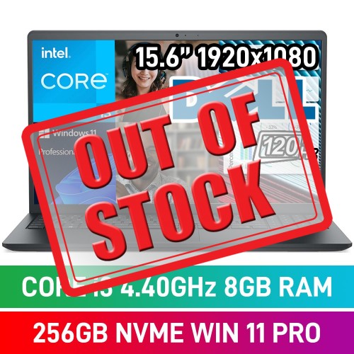 Dell Vostro 15 3520 N1614PVNB3520EMEA01 Laptop — Core i3-1215U / 15.6" FHD 120Hz / 8GB DDR4 RAM / 256GB NVMe SSD / Windows 11 Pro / Carbon Black