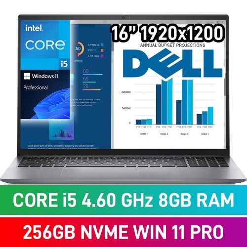Dell Vostro 16 5630 N1003VNB5630EMEA01 Laptop — Core i5-1340P / 16" WUXGA / 8GB DDR5 RAM / 256GB Gen4 NVMe SSD / Windows 11 Pro / Titan Grey
