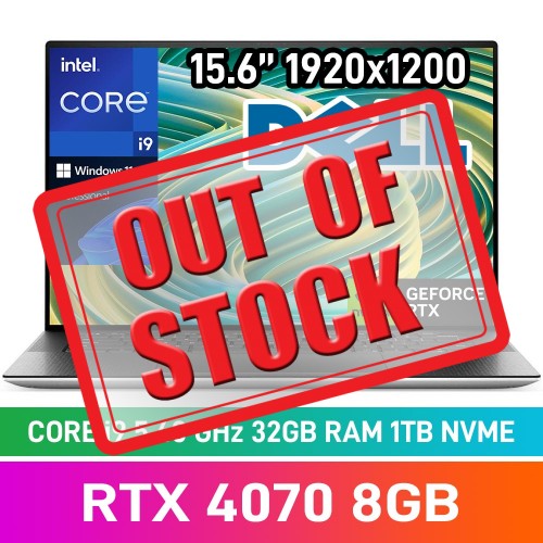 Dell XPS 15 9530 XPS15-I913900H-321TBP Laptop — Core i9-13900H / 15.6" WUXGA / 32GB DDR5 RAM / GeForce RTX 4070 8GB / 1TB Gen4 NVMe SSD / Windows 11 Pro / Platinum Silver
