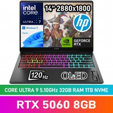 HP OMEN TRANSCEND 14-fb1004ni D67TREA Laptop — Core Ultra 7 2555H / 14" WQXGA+ 120Hz OLED / 32GB DDR5 / GeForce RTX 5060 8GB / 1TB Gen4 NVMe SSD / Windows 11 Home / Shadow Black HP OMEN TRANSCEND 14-fb1004ni D67TREA Laptop — Core Ultra 7 2555H / 14" WQXGA+ 120Hz OLED / 32GB DDR5 / GeForce RTX 5060 8GB / 1TB Gen4 NVMe SSD / Windows 11 Home / Shadow Black