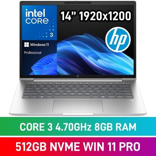 HP ProBook 4 G1iR 14 D27K9AT Laptop — Intel Core 3 100U / 14" WUXGA / 8GB DDR5 / 512GB Gen4 NVMe SSD / Windows 11 Pro / Pike Silver